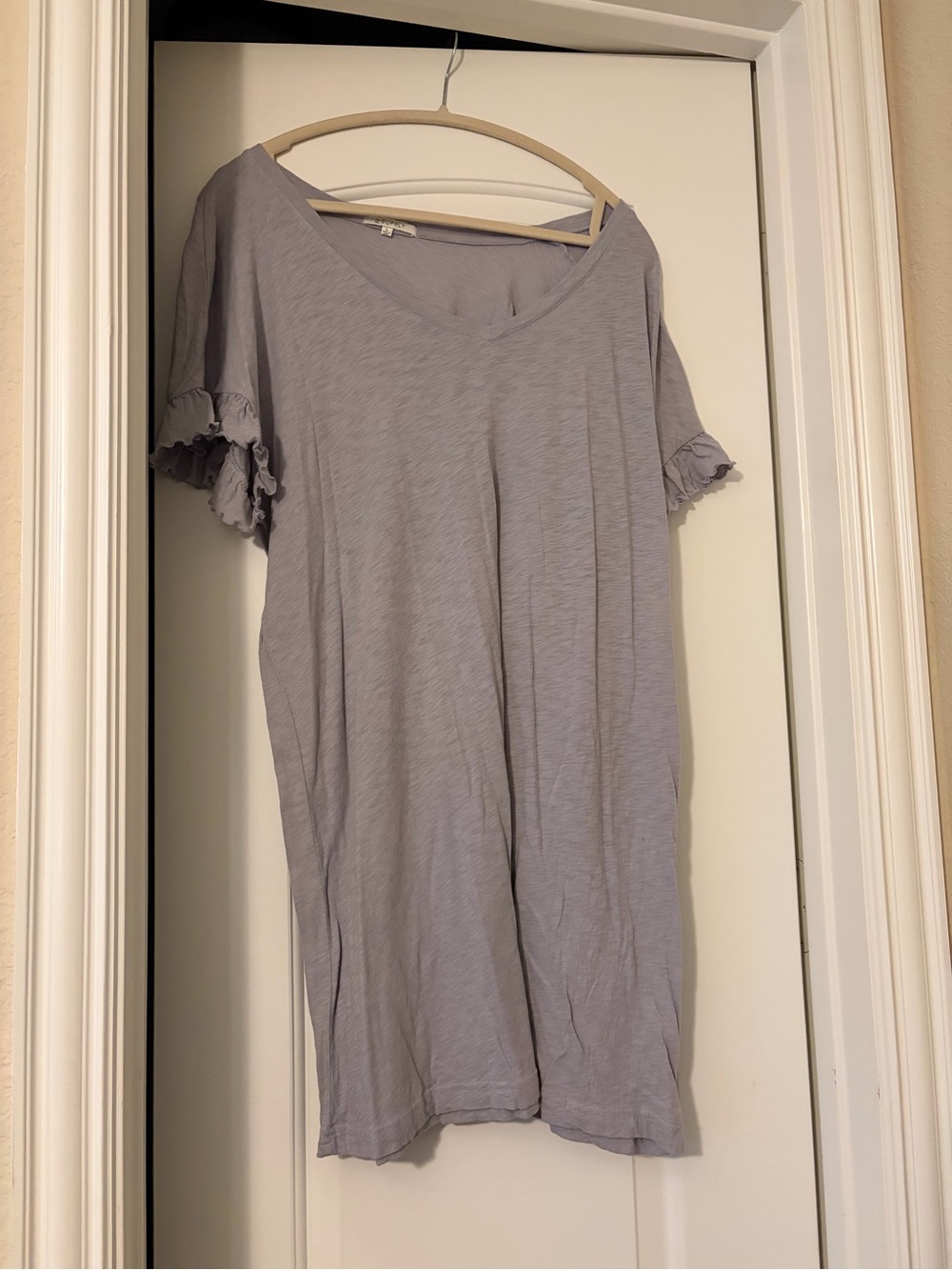 Women’s Light Purple Ruffle Sleeve V-Neck Short Dress